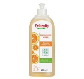 FRIENDLY ORGANIC ekoloģisks trauku mazgāšanas līdzeklis ar apelsīnu eļļu, 500 ml