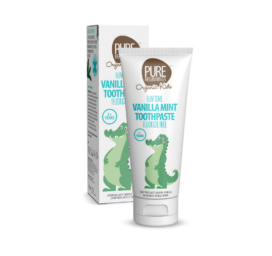 Pure Beginnings organiskā zobu pasta ar ksilītu un kalciju, vaniļas-mētras garša, piemērota vecumam 3+, 75 ml