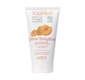 TOOFRUIT Bodydoux bioloģisks bagātinošs ķermeņa piens bērniem ar aprikožu eļļu un šī sviestu, 150 ml