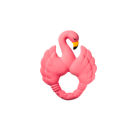 NATRUBA ar rokām darināta noārdāma dabīgas gumijas rotaļlieta zobu nākšanai un vannai Flamingo Dusty Pink, bez ķīmiskām vielām, 0+ gadi