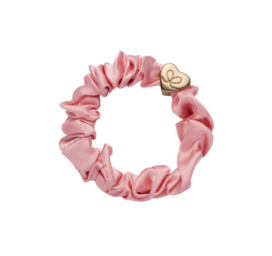 BYELOISE Rožu iedeguma zelta sirds mirdzošs rozā zīda matu gumija/rokassprādze