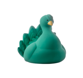 NATRUBA ar rokām darināta bioloģiski noārdāma dabīgā kaučuka ķīmiski brīva zobu un vannas rotaļlieta zaļa Peldoša pāva rotaļlieta, 0+ gadi