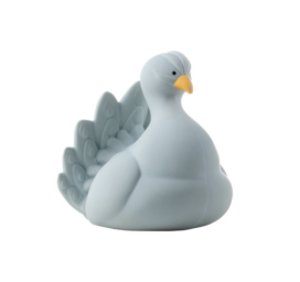 NATRUBA roku darbs bioloģiski noārdāms dabiskās gumijas ķīmisku vielu nesaturošs grauzamais un vannas rotaļlieta gaiši pelēkzils peldošs pāvs, 0+ gadiem