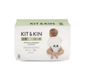 KIT and KIN hipoalerģiskas, bez lateksa un hlora, līplentes autiņbiksītes ar pandu un peles dizainu, izmērs 2 (4-8 kg), 38 gab.