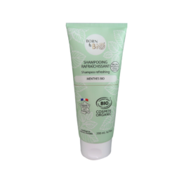 BORN TO BIO organisks atsvaidzinošs un attīrošs šampūns taukainiem matiem ar piparmētru un mentola ekstraktu, 200 ml