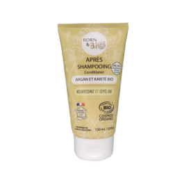 BORN TO BIO organiskā 2 vienā matu kondicionieris un maska ar šī sviestu, monoi un linsēklu eļļu, 150 ml