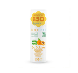 TOOFRUIT SPF50 organiskā sauļošanās krēma bērniem ar minerālfiltriem, ar aprikožu aromātu, 100 ml