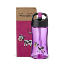 CARL OSCAR ķīmiski tīra 0,35 litru bērnu dzeramā pudele ar salmiņu, GOVS motīvs