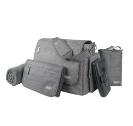 BBLÜV Ultra autiņbiksīšu soma ar maināmo paklājiņu, segu un citiem aksesuāriem, krāsa Heather Grey