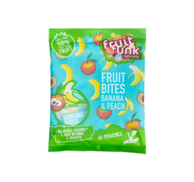 FRUITFUNK banānu un persiku garšas uzkodas 10 iepakojumi, 10x10g, 100g