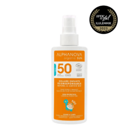 ALPHANOVA SUN SPF50 organiskā vaniļas-aprikožu aromāta ūdensizturīgs minerālais saules aizsargkrēms bērniem, 125 ml