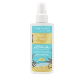 ALPHANOVA SUN organiskā ādas nomierinošā pēc-saules aerosols ar alveju un atvēsinošu piparmētru ziedu ūdeni, 125 ml