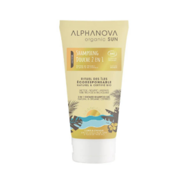 ALPHANOVA SUN 2in1 Monoi smaržu pēcsaules matu un ķermeņa kopšanas šampūns-dušas želeja, 150 ml