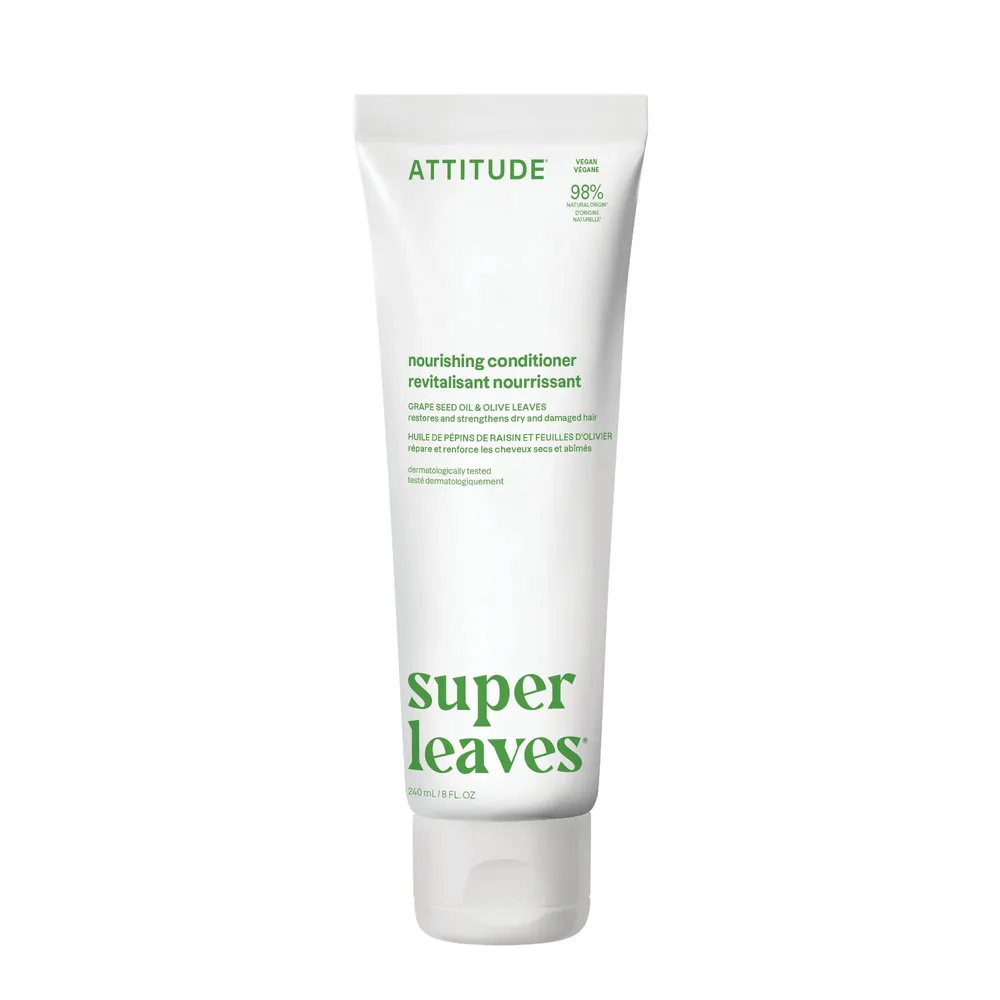 Attitude Super Leaves atjaunojošs kondicionieris sausiem/bojātiem matiem ar olīvu un vīnogu kauliņu eļļu, 240 ml