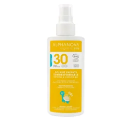 ALPHANOVA SUN organisks vaniļas-aprikozes aromāta, ūdensizturīgs minerālu saules aizsargkrēms bērniem SPF30, 125 ml