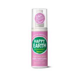 HAPPY EARTH 100% dabīgs dezodoranta izsmidzinātājs ar nomierinošu lavandas un ilang ilang aromātu, 100 ml