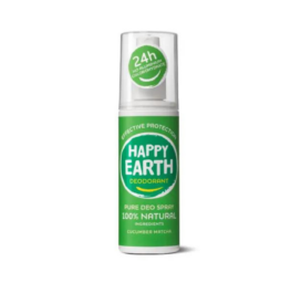 HAPPY EARTH 100% dabīgs dezodoranta sprejs ar atsvaidzinošu gurķa un mačas aromātu, 100 ml