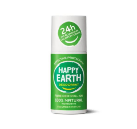 HAPPY EARTH 100% dabīgs dezodoranta rullītis ar atsvaidzinošu gurķa un mačas aromātu, 75ml