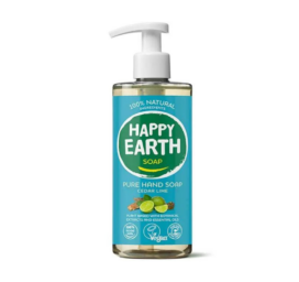 HAPPY EARTH 100% dabīga šķidrā ziepes ar atsvaidzinošu laimu un ciedru, 300ml
