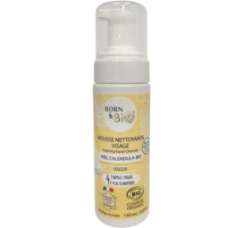BORN TO BIO sejas attīrošās putas ar kliņģerīti un medu jutīgai un sausai ādai, 150 ml