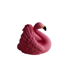 NATRUBA ar rokām darināta bioloģiski noārdāma dabiskā kaučuka bez ķimikālijām zobu šķilšanās un vannas rotaļlieta Peldējošais flamingo, 0+ gadi