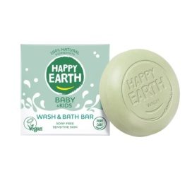 HAPPY EARTH 100% dabīga ziepju nesaturoša kakao sviesta mitrinoša ķermeņa bāriņa bērniem, 50GR