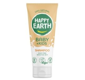 HAPPY EARTH 100% dabisks asaru nesaturošs mitrinošs šampūns zīdaiņiem un bērniem, 200ML