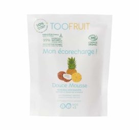 TOOFRUIT Douce Mousse ekoloģiskas ziepju nesaturošas sejas tīrīšanas putas bērniem ar ananāsu un kokosriekstu, UZPILDĪŠANA 100 ml