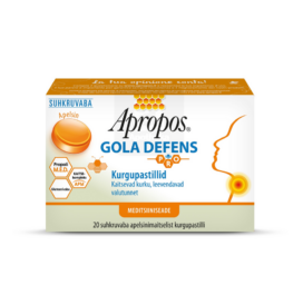 APROPOS GOLA DEFENS rīkles pastilas ar apelsīnu garšu, 20 gab.