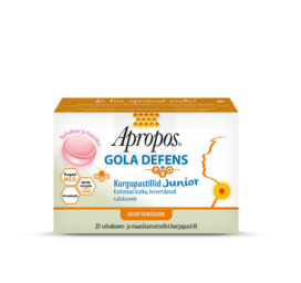 APROPOS GOLA DEFENS zemeņu garšas rīkles pastilas bērniem, 20 gab.