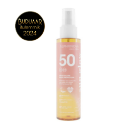 ALPHANOVA DAILY SUN SPF50 ūdensizturīgs sauļošanās eļļas sprejs ar aveņu sēklu un jojobas eļļu, ar monoi smaržu, 125 ML