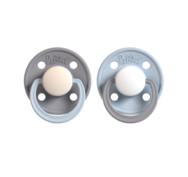 REBAEL dabīgas gumijas knupīši Vētrains Pērļu Zilonis / Auksti Balts Ponijs izmērs 0-6 mēneši, 2 gab. iepakojumā