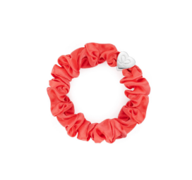 BYELOISE oranža zīda matu gumija ar sudraba sirsniņu NEON PERSIKS