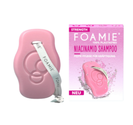 FOAMIE stiprinošs cietais šampūns ar niacinamīdu trausliem matiem, 80 g