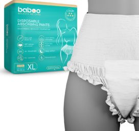 BABOO vienreizlietojamās pēcdzemdību absorbējošās biksītes (ieskaitot urīna nesaturēšanai) XL, 5 gabali iepakojumā