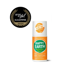 HAPPY EARTH 100% dabīgs rozes un rūgto apelsīnu dezodorants rullītī, 75 ml