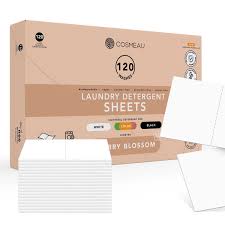 COSMEAU bioloģiski noārdāmas veļas mazgāšanas sloksnes apģērba mazgāšanai ar ķiršu ziedu aromātu, 120 lietošanas reizes