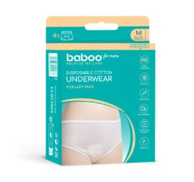 BABOO vienreizējās lietošanas kokvilnas apakšveļa, izmērs M, 4 gab.