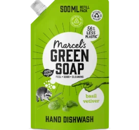 MARCELS GREEN SOAP bazilika un citrongrasa trauku mazgāšanas šķidrums, UZPILDES IEPAKOJUMS 500 ml