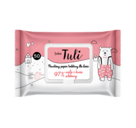 LUBA kompostējamā zemeņu aromāta mitrā tualetes papīra salvetes ar pienskābi un 97% ūdens, 50 gab.