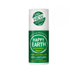 HAPPY EARTH 100% dabīgs dezodorants vīriešiem ar atspirdzinošu bergamotes un ciedrkoka aromātu, 75ml