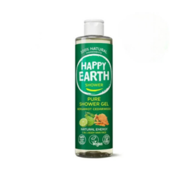 HAPPY EARTH 100% dabisks kopjošs un atsvaidzinošs dušas želeja vīriešiem ar bergamotes un ciedra smaržu, 300ml