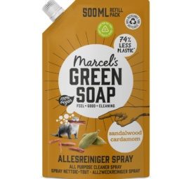 MARCEL GREEN SOAP universāls tīrīšanas līdzeklis ar kardamona un ciedru koka smaržu PĀRPILDĪŠANAS IEPAKOJUMS, 500 ml