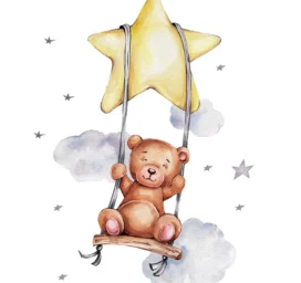 SIPO bērnu istabas sienu uzlīmes, šūpuļuzlūpu lācis