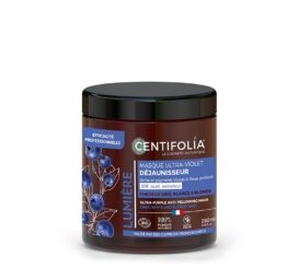 CENTIFOLIA Ultra Violets kollasust neutraliseeriv juuksemask orgaanilise mustika ja looduslike pigmentidega hallidele ja blondidele juustele, 250 ml