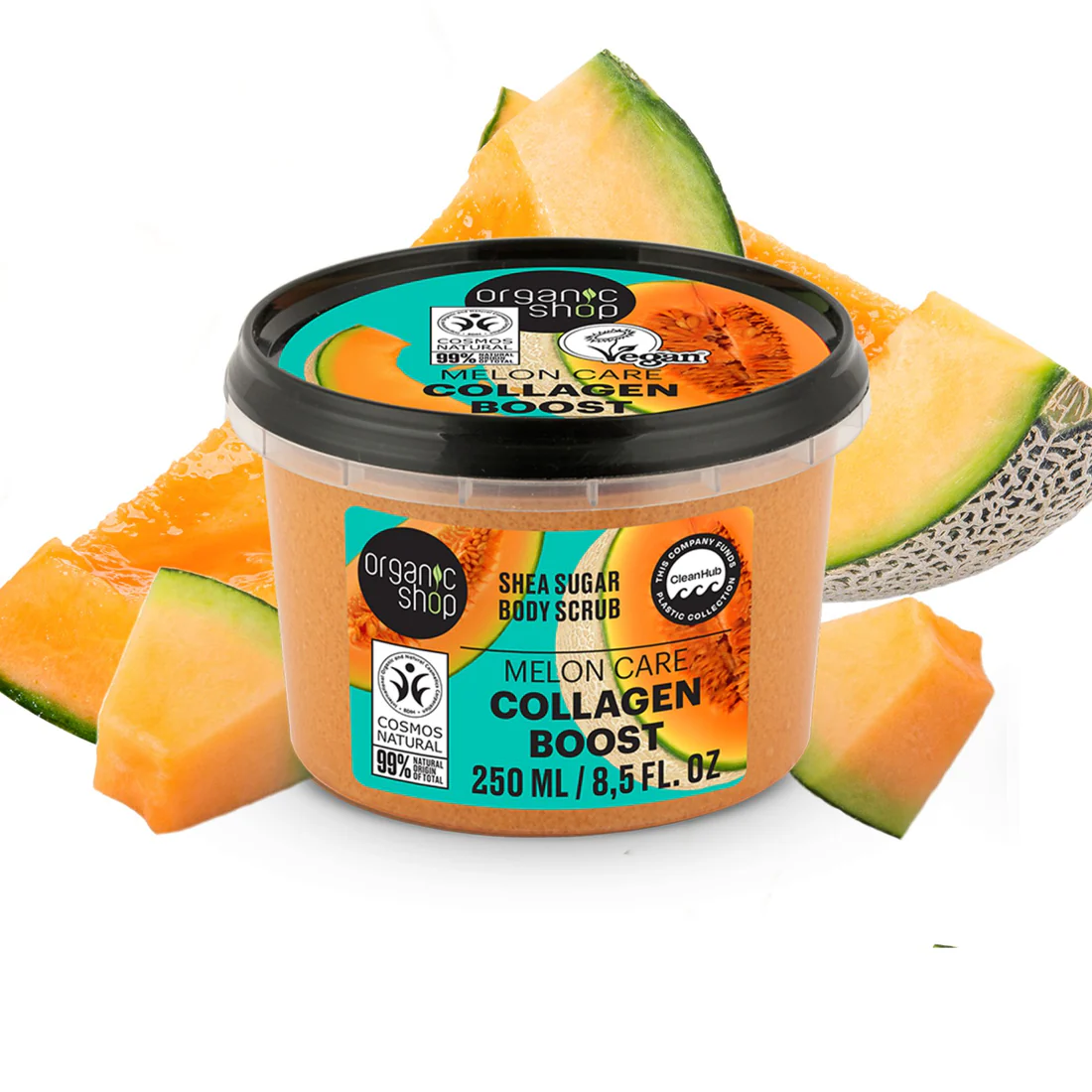 ORGANIC SHOP ķermeņa skrubis ar organisko meloni un augu izcelsmes kolagēnu, Melon Collagen, 250ml - Image 3