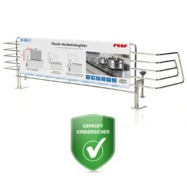 REER nerūsējošā tērauda universālais plīts aizsargs ar skavu stiprinājumu bērnu drošībai