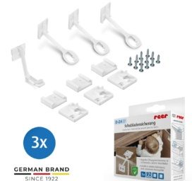 REER atvilktņu un skapīšu durvju bloķētājs ar uzstādīšanas palīgu, 3 gab.