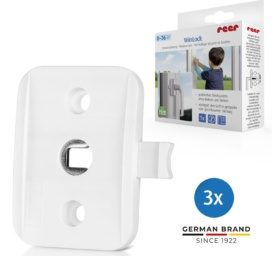 REER Economy WinLock loga un balkona durvju drošības slēdzis bērnu drošībai, 3 gab.