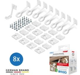 REER atvilktņu un skapīšu bērnu drošības slēdzis, 8 gab.